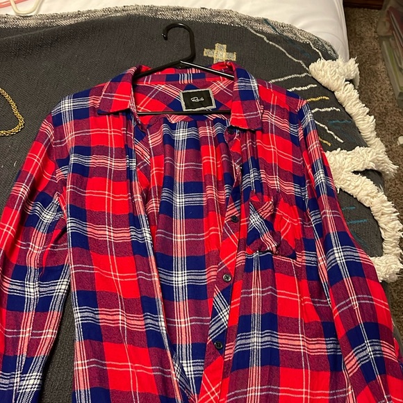 Rails red and blue large flannel - Picture 1 of 3